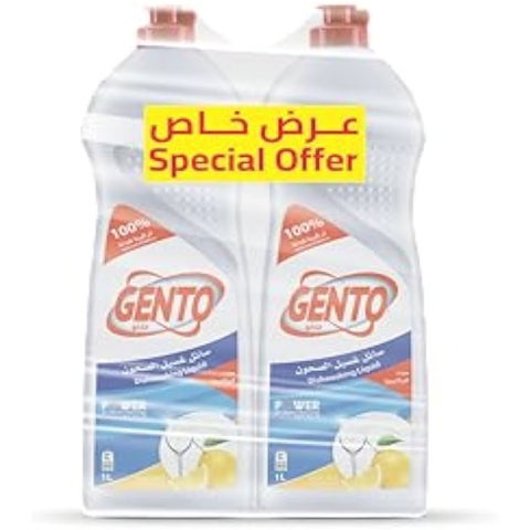 Gento Dishwashing Liquid Lemon Scent, 2 X 1 L, Special Offer